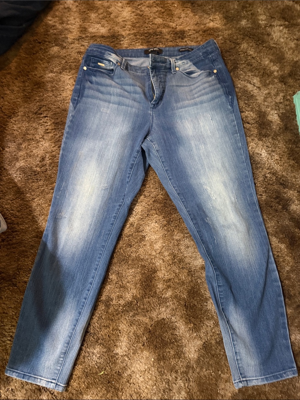 Nine West Women's Washed Blue Ankle Jeans